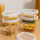 GlassAruba™ – Kit con 15 Potes Herméticos de Vidrio + 10 Vasos de Vidrio Aruba