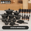 CookStone™ – Juego de Ollas de Cerámica Antiadherente + Kit de Utensilios (19 Piezas)